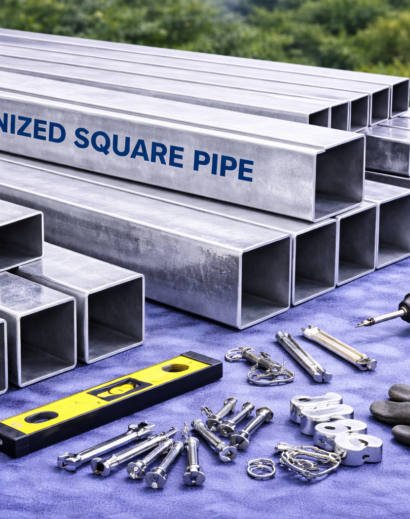 Galvanised square pipes